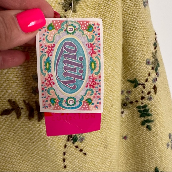 Oilily Yellow Embroidered Vintage Style Wool Blend Midi Skirt Size Medium - Picture 7 of 9